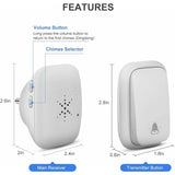 Wireless Doorbell Outdoor Waterproof With 2 Receivers Ip68 Waterproof 150M Range 4 Volume Levels 36 V1188-MS-227-1081