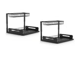 CARLA HOME Under Sink Organiser 2-Pack - Sliding Drawer - Black - Adjustable Under Sink Organiser LSB-36590