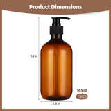 15PCS Amber Soap Dispenser, 16.9oz Empty Plastic Pump Bottles, Refillable Shampoo Dispenser, V1369-AZ3-W-08817