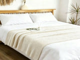 Beige 150*200cm Nordic Style Tassel Knit Throw Blanket - Soft Polyester Sofa Blanket with Pineapple V888-ELOSUNG50751