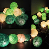 50 Ball Green Mix LONG 5m String Light Battery Box 5cm Cotton Ball Christmas Birthday Garden Special V382-GREENMIVBALLBATT50