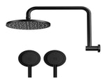 Cefito 9'' Rain Overhead Swivel Shower Head with Wall Twin Swivel Bathroom Tap SHOWER-A3-RO-9-BK-TAP-RO