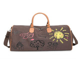 Large Capacity Canvas Travel Duffel Bag with Doodle Print - Weekend & Gym Tote V888-ELOSUNG37029