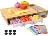 Bamboo Cutting Board Set with Graters and Containers Food Prep Station for Kitchen Organisation V63-953441