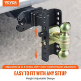 Adjustable Trailer Hitch, 152.4 mm Drop & 114.3 mm Rise Hitch Ball Mount with 50.8 mm Receiver, V952-SQTQJTCB2225DZS3SV0