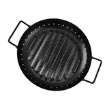 Non-Stick Round Iron Barbecue Grill Plate with Dual Handles, BBQ Tray for Outdoor Grilling and V1369-AZ3-W-14385
