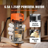 Wood Router, 1.25HP 800W, Compact Wood Trimmer Router Combo Tool with Plunge and Fixed Base, V952-YXKXBJ710W65AH7WLV3