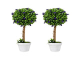Lambu Artificial Plants Faux Lavender Topiary Set of 2 for Front Door Green UM1292-2PC-AU