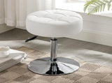 Adjustable Vanity Stool, 360 Swivel Chair for Makeup Room, White Faux Leather Stool for Bathroom & V1258-DP02-C-1414