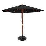 Instahut 2.7m Outdoor Umbrella w/Base Pole Umbrellas Garden Sun Stand Deck Black UMB-POLE-27-R-BK-BASE