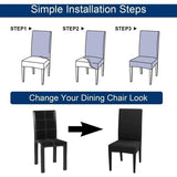 Set of 6 Universal Stretch Chair Covers - Modern - Grey V1188-TAL-02060