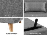 Artiss Sofa Bed Convertible Couch Recliner Lounge Chair Linen Grey SBED-E-FLD01-1S-GY