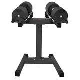 Powertrain Eon Dial Up 90KG Adjustable Dumbbells Pair with Stand - Black DMB-B14-045-2-STD