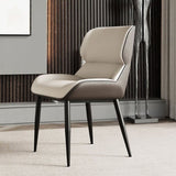 Light Grey Italian Minimal List Dining Chairs PU Retro Chair Cafe Kitchen Modern Metal Legs x2 V255-I-DICHAIR-L-GREY