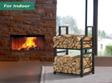 Heavy Duty 2-Tier Firewood Rack - Vertical Log Holder for Indoor Fireplace and Outdoor Fire Pit V888-ELOSUNG18461