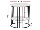 Artiss Set of 2 Side Table Coffee Table 2-Tier Round Marble Effect FUR-S-COF08-MB-WHX2