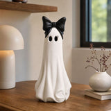 Halloween Ghost Figurine with Bow Large Tabletop Decoration for Front Porch Entryway Fireplace V1366-AZ2-W-13171