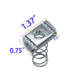 (100) Strut Channel Nuts, 3/8-16 Spring Channel Nuts with Zinc Electroplate Finish, Long Spring Nuts V1258-DP02-F-285