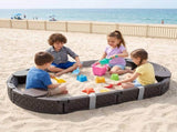Keezi Kids Sandpit Toys Outdoor Sandbox Oval Sand Pit 4 Seats Grey Cover SAND-PE-OVAL-BR