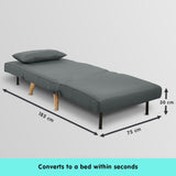 Sarantino Adjustable Chair Single Sofa Bed Faux Linen - Dark Grey SOFA-M13-LNN-DGY