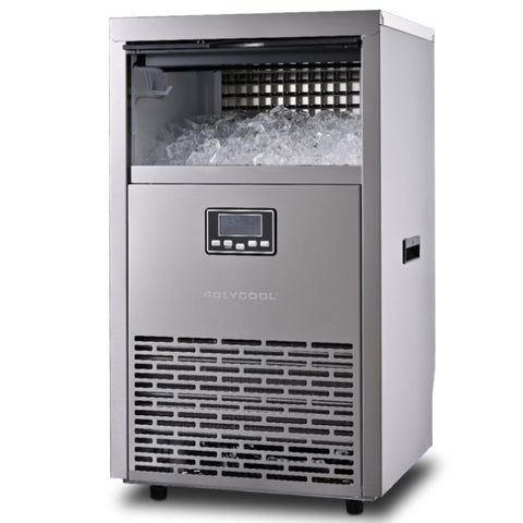 POLYCOOL Commercial Ice Maker Machine, up to 75kg/24hr, Timer & Self Cleaning Programs V219-FDSICMPY75KA