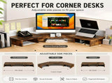 CARLA HOME Dual Monitor Stand Riser, Adjustable Length and Angle, Brown V178-36577