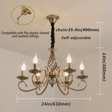 Rustic Chandeliers,6 -Light , French Country V178-21811