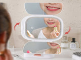 Milky White LED Lighted Tri-Fold Makeup Mirror with Storage Drawer & Magnification V888-ELOSUNG21492
