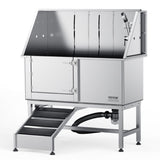 1.57M Pet Dog Bathing Station w/Ramp, Professional Stainless Steel Dog Grooming Tub w/ Soap Box, V952-BXGCWYG62ZKM7I5V3V0