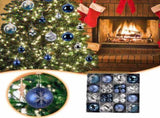 44ct Blue Silver Christmas Ball Ornaments - Bulk Glitter Hanging Decor Set with Large & Mini Sizes V1366-AZ2-W-16588