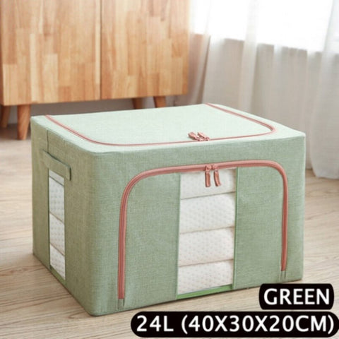 Foldable Storage Box Crushed Steel Frame Clothes Quilt Toys Organizer 24L V201-W12783613