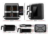 Devanti 12L Air Fryer Dual Basket Stacked 10 Inch Pizza Maker 2800W Touch Black AF-K-H-22L-BK