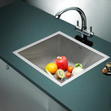 510x450mm Handmade Stainless Steel Undermount / Topmount Kitchen Laundry Sink with Waste V63-770055