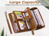 Leather Wallet Women Rfid Blocking Large Capacity, Zip Around Long Wallet - Pu Phone Clutch Purse, V1189-LWWAL-20260325-00079
