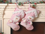 Christmas Stocking Pink Snowman Reindeer 18 Inches Xmas Stockings Holiday Christmas Decoration Gifts V1366-AZ2-W-13359