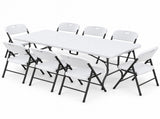 Gardeon 9PCS Outdoor Dining Set 180CM Folding Table and Chairs Patio Furniture White ODF-DIN-180PPCH-9PC-WH