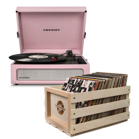 Crosley Voyager Amethyst - Bluetooth Portable Turntable & Record Storage Crate V398-CR8017BSC-AM4