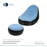Blue And Black Patchwork Portable Inflatable Sofa Chair with Ottoman - Waterproof Flocked Lazy Sofa V888-ELOSUNG17119