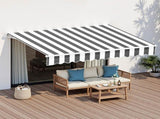 Instahut Retractable Folding Arm Awning Manual Sunshade 2.5Mx2M Grey White AWN-B-ARM-25X20-GRWH
