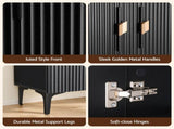 Artiss Shoe Cabinet Fluted Style 25 Pairs Shoe Storage Cupboard Black FUR-AF-SHOE-3D-BK-AB