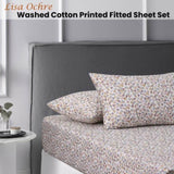 Accessorize Lisa Ochre Washed Cotton Printed Fitted Sheet Set Double V442-HIN-FITTEDSS-WASHCLISA-OCHRE-DS