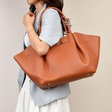 Brown Women's Wings Shape New York Slouchy Tote Bag - Soft Textured PU, Oversized V888-ELOSUNG55014