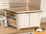 Beige Large Foldable Storage Box with Lid and Wheels - Heavy Duty Collapsible Toy Organizer Bin V888-ELOSUNG36117