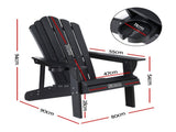 Gardeon Outdoor Chairs HDPE Adirondack Beach Chair Sun Lounge Patio Furniture Garden Black FF-BEACH-HE-BK