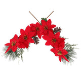 2Pcs Christmas Red Artificial Poinsettia Branches for Xmas Tree and Home Decorations V1366-AZ2-W-19235