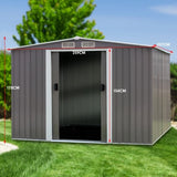 Garden Shed Spire Roof 8ft x 8ft Outdoor Storage Shelter - Grey GSS-BSW-88N-GY