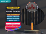 ESPER V6 Badminton Racket 46T Graphene Carbon 3U Ultra-Light 7.0mm Slim Shaft Woven-Ti Titanium V1232-YMQPV6003