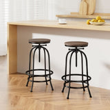 Artiss 2x Bar Stools Adjustable Wood Chairs BA-TW-V17-T14134-BKX2