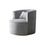 Miami Arm Chair Grey Fabric Upholstery Stripe Design Wooden Structure Rotating Metal Chassis V43-AC-MAMI