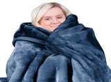 Laura Hill 600-GSM Mink Blanket Queen Size Double-Sided Soft Plush Bed Faux Throw Rug Wine Navy MINK-NY